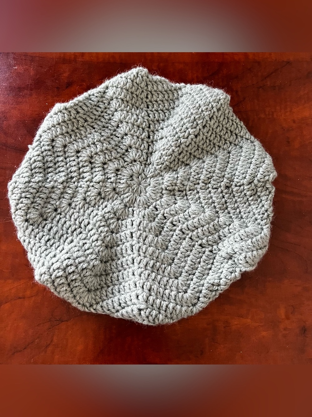Chunky Knit Beret for Women in Heather Blue